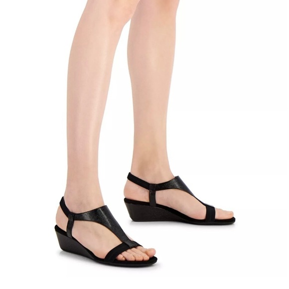 ALFANI Step 'N Flex Vacanzaa Blqck Wedge Sandals Women’s 10.5 - Picture 1 of 12